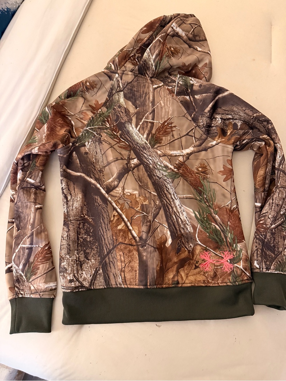 Under Armour Girls' Camo Hooded Jacket with Pink Accent